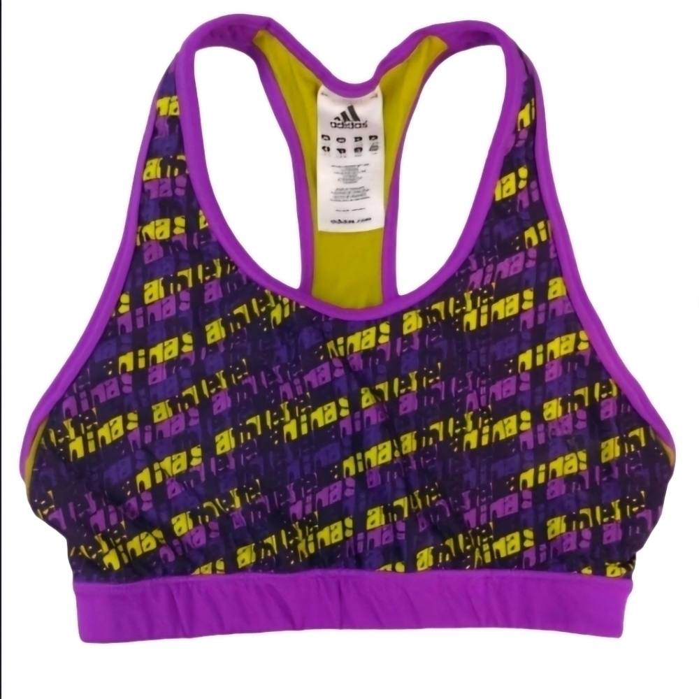 ADIDAS ATHLETE TECHFIT SPORTS BRA PURPLE N YELLOW
